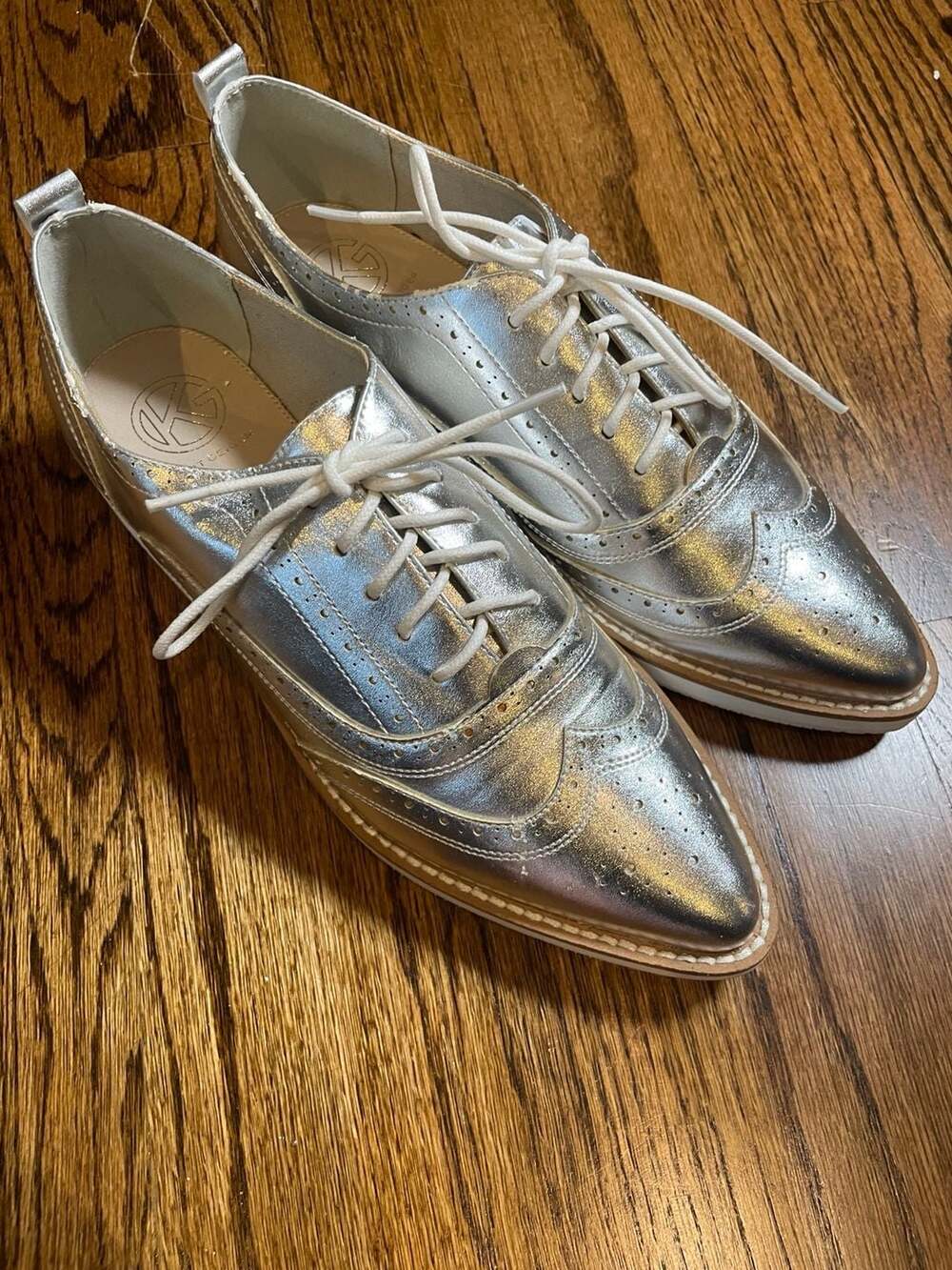 Kurt Geiger Silver Knox Wingtip Platform Oxford Shoes